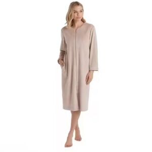 SOFTIES Robe Gray Serenity Stretched Shear Mink Zip-Up Robe S Women's